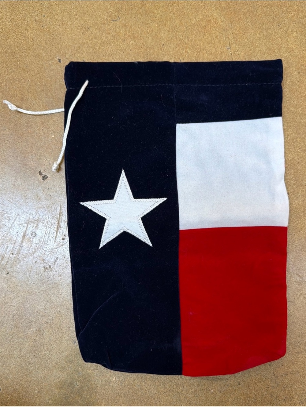 Texas Crown Whiskey State Flag Bag 7"x10" with White Drawstring